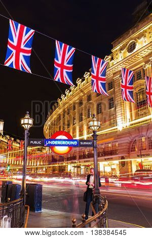 Piccadilly Circus In London, Uk, At Night