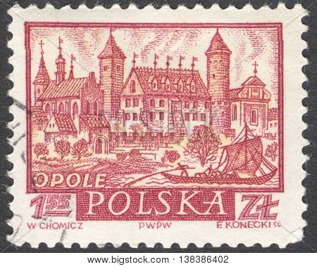 MOSCOW RUSSIA - CIRCA JANUARY 2016: a post stamp printed in POLAND shows a view of Opole town the series 