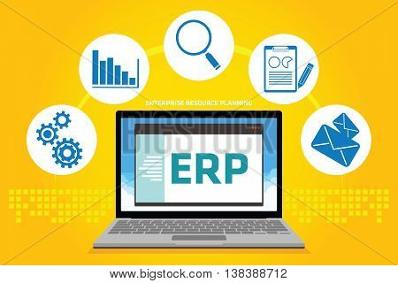 erp enterprise resource planning vector illustration concept