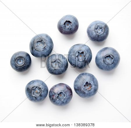 Organic tasty blueberries (cyanococcus) isolated on white background
