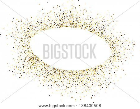 White oval background with sand. Vector paper illustration.