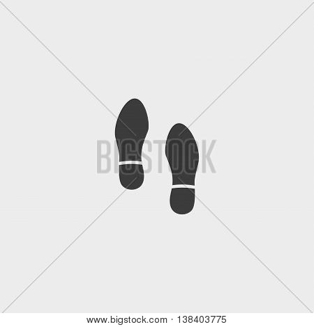 Footprints shoe icon in a flat design in black color. Vector illustration eps10