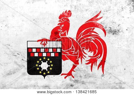 Flag Of Charleroi, Belgium, With A Vintage And Old Look