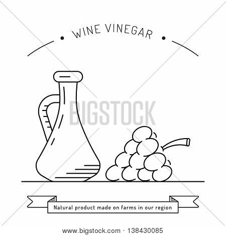 Wine vinegar in the bottle vector outline.