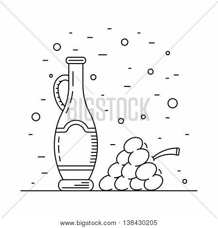 Wine vinegar in the bottle vector outline.