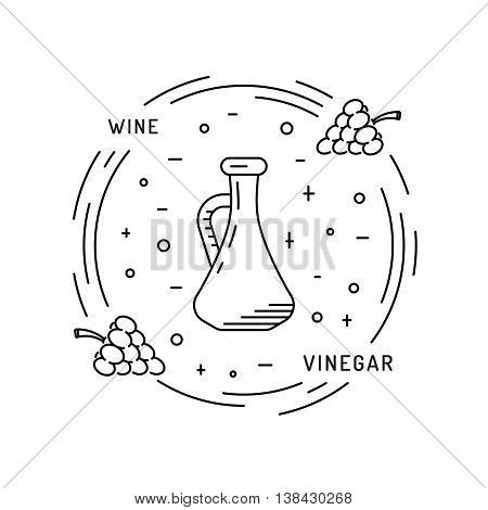 Wine vinegar in the bottle vector outline.