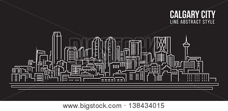 Cityscape Building Line art Vector Illustration design - Calgary city