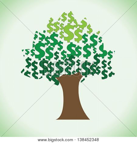 A big rich tree of large quantity dollars in it. Clipart of sacred money tree.
