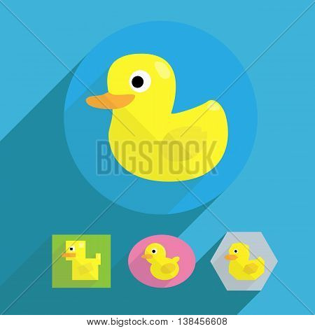 4 shapes of rubber yellow duck in cartoon look