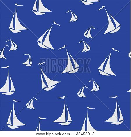 Pattern Sailing boat.Vector.Sailboats on a blue background.