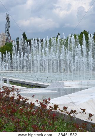 Fountains at NDK Park (National Palace of Culture) Sofia, Bulgaria,