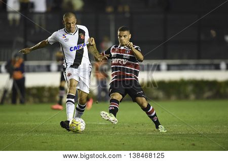 Rio de Janeiro Brasil - july 13 2016: Leandro and Neris player in match between Vasco and Santa Cruz by the Brasil championship in the Sao Januario Stadium