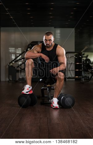 Muscular Man Resting On The Bench
