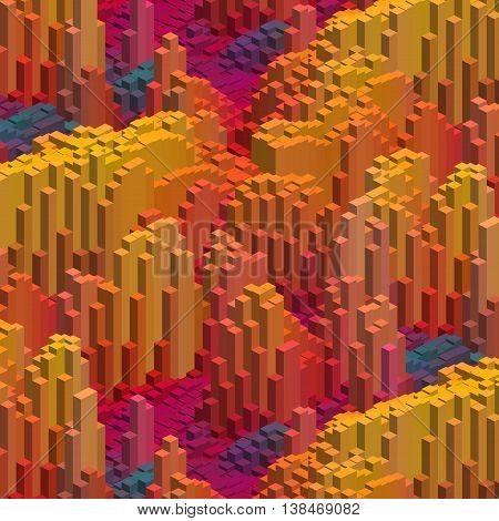 3D Orange Background With Cubes. Vector Eps 10 Yellow, Orange, Red Colors.