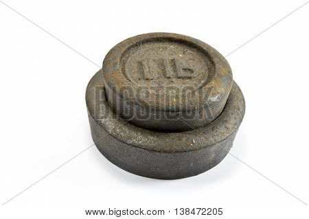 Antique Kitchen 1lb and 2lb Weights on white background
