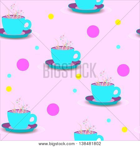 magic cup with magic bubbles, seamless background