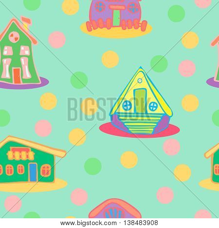 Background with Houses, kids style, vector image