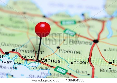 Vannes pinned on a map of France