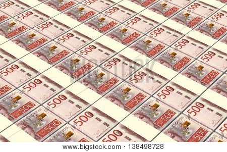 Swedish kronor bills stacks background. 3D illustration.