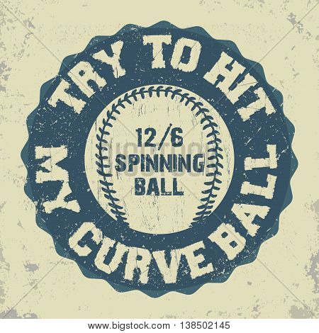 Baseball emblem - graphics for pitcher t-shirt, Vector Lettering sport sign
