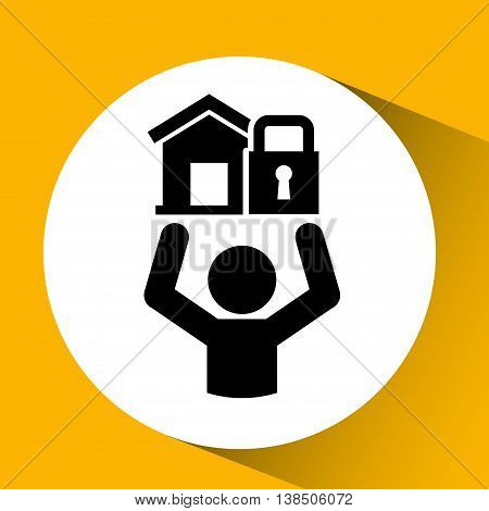 real estate security proteccion icon, vector illustration