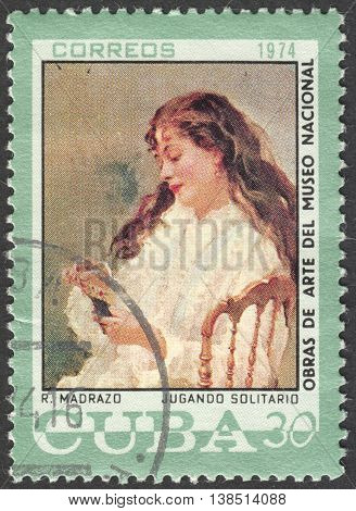 MOSCOW, RUSSIA - CIRCA FEBRUARY, 2016: a post stamp printed in CUBA shows painting by Madrazo, the series 