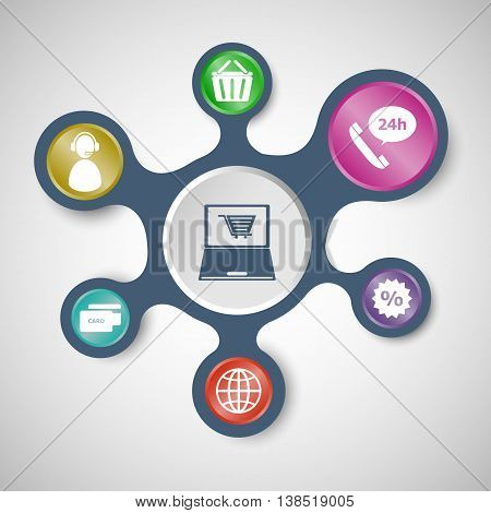 E-commerce infographic templates with connected metaballs, stock vector