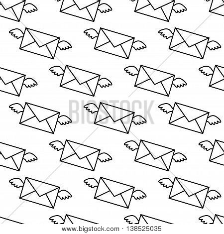 Vector seamless pattern with fly letters. White background.