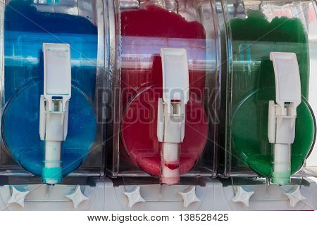 Colorful Slush Juice Ice Drink Dispensers, Food Theme