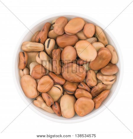 bowl of broad beans isolated on white background
