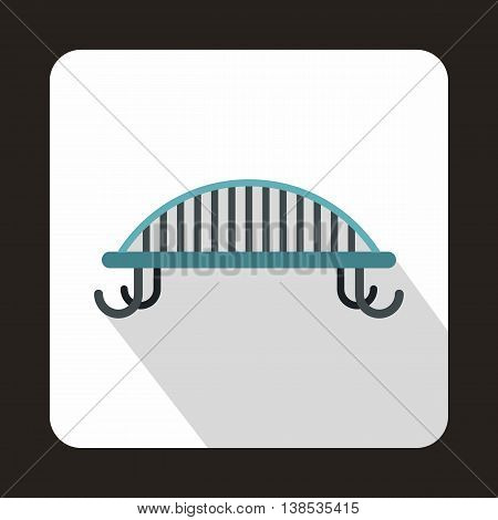 Bench with backrest icon in flat style with long shadow. Seat symbol