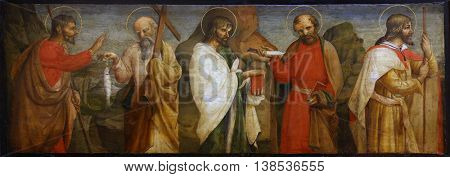 ZAGREB, CROATIA - DECEMBER 08: Lorenzo D'Alessandro: Five Apostles, Old Masters Collection, Croatian Academy of Sciences, December 08, 2014 in Zagreb, Croatia