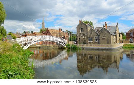 Chinese Bridge, Town Offices and the Causeway Godmanchester Cambridgeshire.