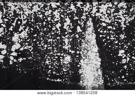 Cracked Black And White Paint On Grunge Metal  - Macro 9
