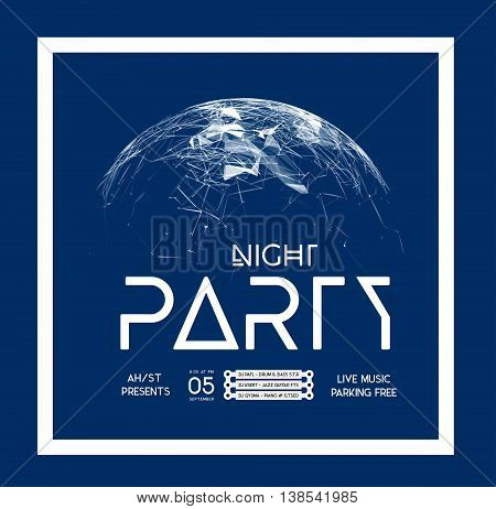 Night Disco Party Poster Background Template - Vector Illustration
