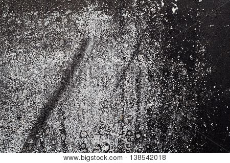 Cracked Black And White Paint On Grunge Metal  - Macro 5