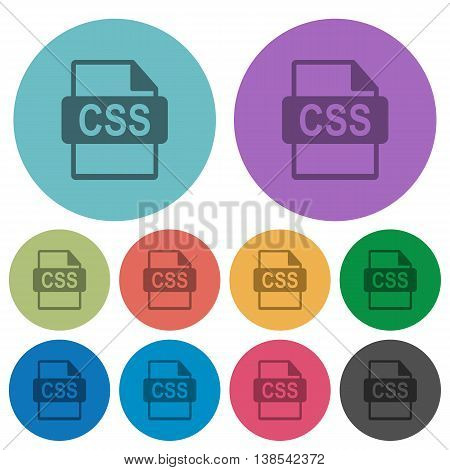 Color CSS file format flat icon set on round background.