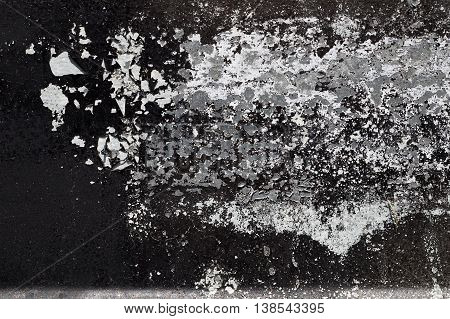 Cracked Black And White Paint On Grunge Metal  - Macro 4
