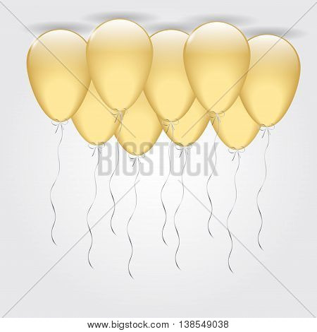 Illustration Vector Shiny Holiday Background with Gold Balloons