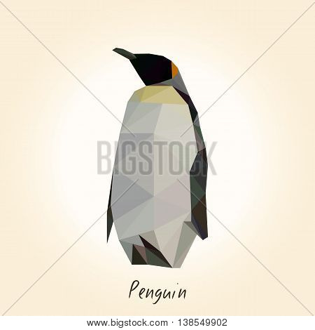 Low poly penguin. Low polygon penguin. Vector illustration.