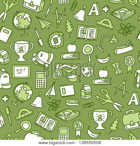 Freehand drawing school items. Back to School. Vector illustration. Set