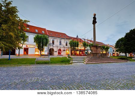 TRENCIN, SLOVAKIA - JUNE 19, 2016: Square in the old town of Trencin, Slovakia on June 19, 2016.