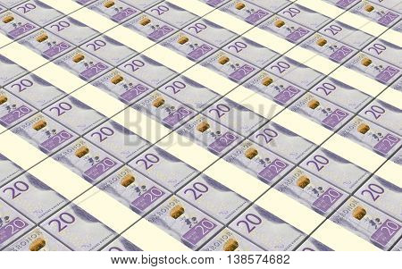 Swedish kronor bills stacks background. 3D illustration.
