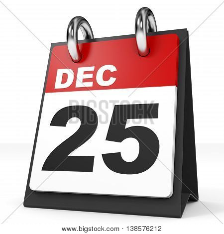 Calendar On White Background. 25 December.