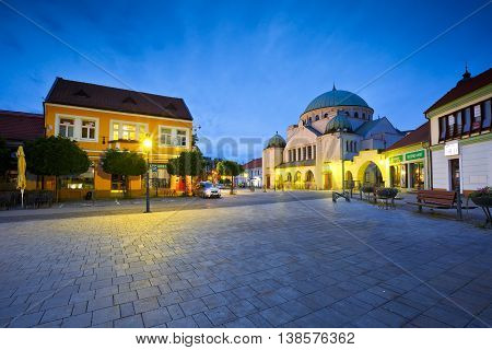 TRENCIN, SLOVAKIA - JUNE 19, 2016: Square in the old town of Trencin, Slovakia on June 19, 2016.