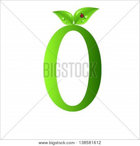 Numbers of green leaves with Ladybug Decorative symbols isolated on white