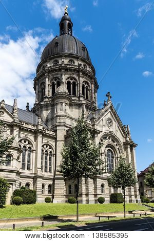 Dome Of The Old Historic Christuskirche Church In Mainz