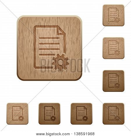 Set of carved wooden Document setup buttons in 8 variations.