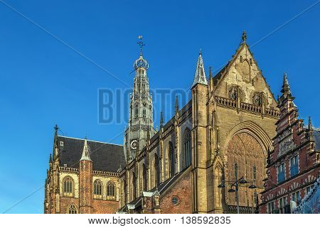 The Grote Kerk or St.-Bavokerk is a Protestant church and former Catholic cathedral located on the central market square in the Dutch city of Haarlem