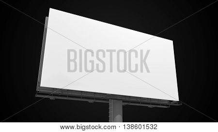 Blank White Billboard On Black Background. 3D Rendered Illustrat